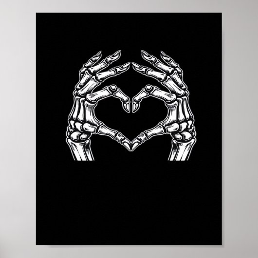Skeleton Heart Hands Sign Halloween Kostuum Basic Poster (Voorkant)