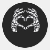 Skeleton Heart Hands Sign Halloween Kostuum Basic Ronde Sticker (Voorkant)