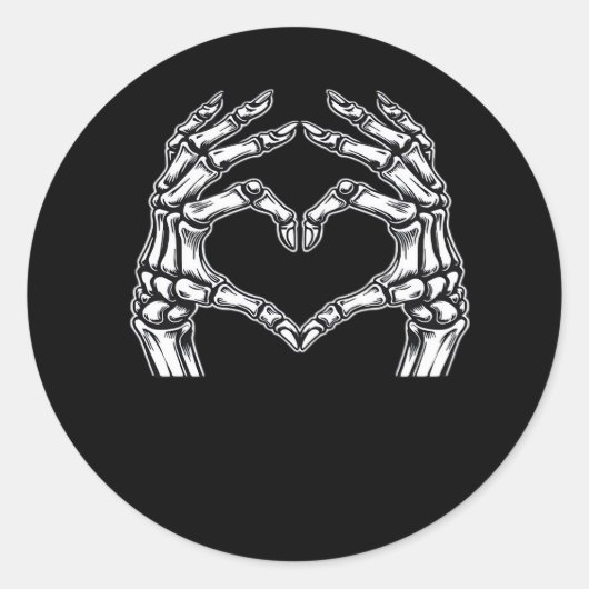 Skeleton Heart Hands Sign Halloween Kostuum Basic Ronde Sticker (Voorkant)