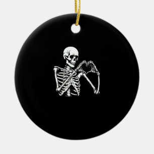 Skeleton Heart Hands Sign Halloween kostuum retro Keramisch Ornament