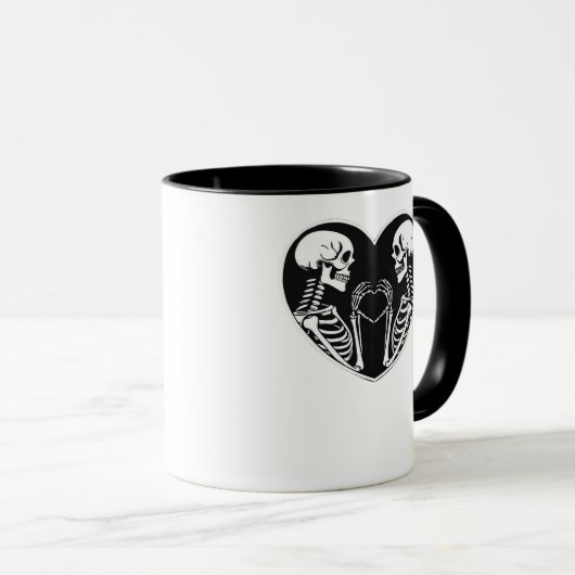 Skeleton Heart Hands Sign Halloween kostuum retro Mok (Voorkant rechts)