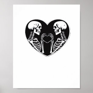 Skeleton Heart Hands Sign Halloween kostuum retro Poster