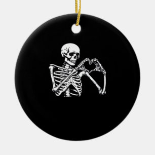 Skeleton Heart Hands Sign Halloween kostuum Trendi Keramisch Ornament