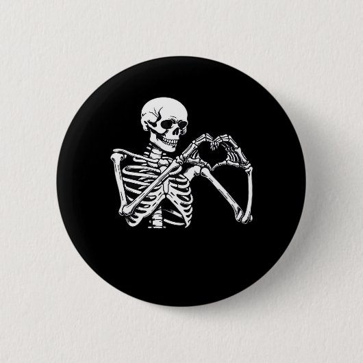 Skeleton Heart Hands Sign Halloween kostuum Trendi Ronde Button 5,7 Cm (Voorkant)