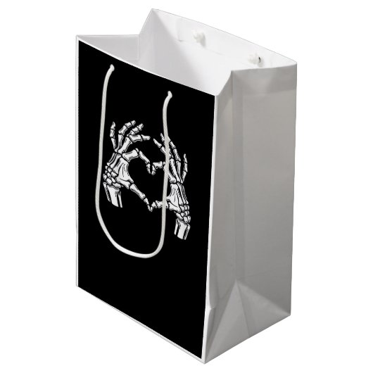 Skeleton Heart Hands Sign Halloween kostuum viraal Medium Cadeauzakje (Voorkant Gekanteld)