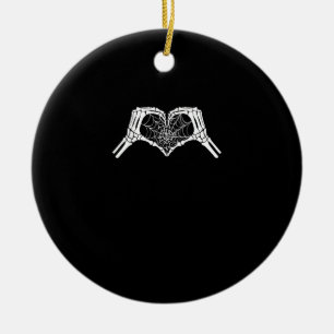 Skeleton Heart Hands Spiderweb Halloween Spooky Wo Keramisch Ornament