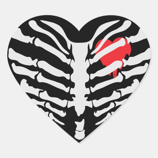 Skeleton Heart Hart Sticker (Voorkant)