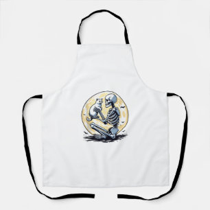 Skeleton Holding Cat Skull Kat Schattige Gothic Ha Schort