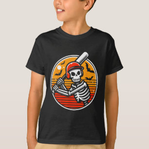 Skeleton honkballer jongens Kinder grappige hallow T-shirt