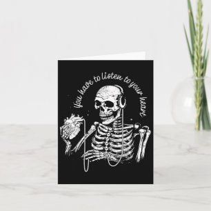 Skeleton Hoofdtelefoon Hart Gothic Muziek Hallowee Kaart