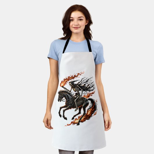 Skeleton Horseman Riding Flaming Horse Schort (Gedragen)