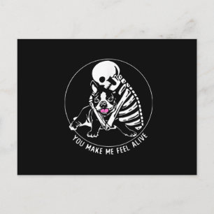 SKELETON HUG BOSTON TERRIER JE MAAKT ME LEVEN BRIEFKAART