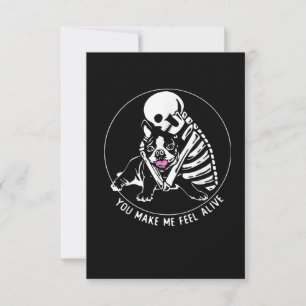SKELETON HUG BOSTON TERRIER JE MAAKT ME LEVEN RSVP KAARTJE