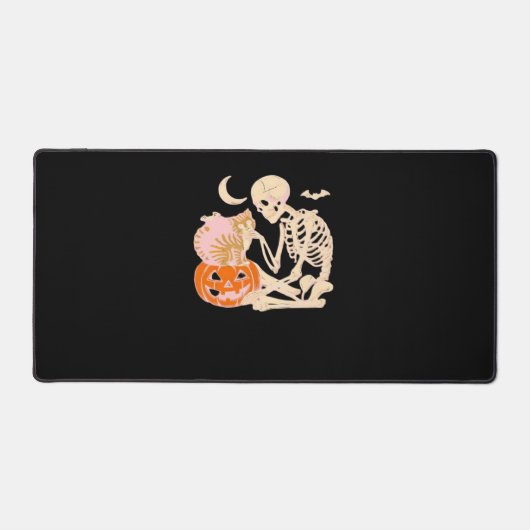 Skeleton Hugging Cat Halloween Amoureux des chats  (Recto)