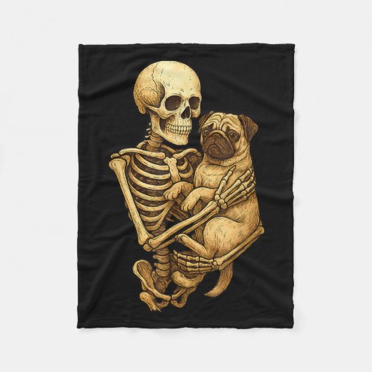 Skeleton Hugging Pug Halloween Pugs Lover Pug Mom  Fleece Deken (Voorkant)