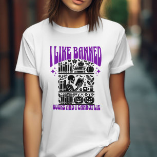 Skeleton Ik las Verboden Boeken Halloween T-shirt