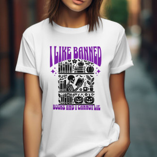 Skeleton Ik las Verboden Boeken Halloween T-shirt