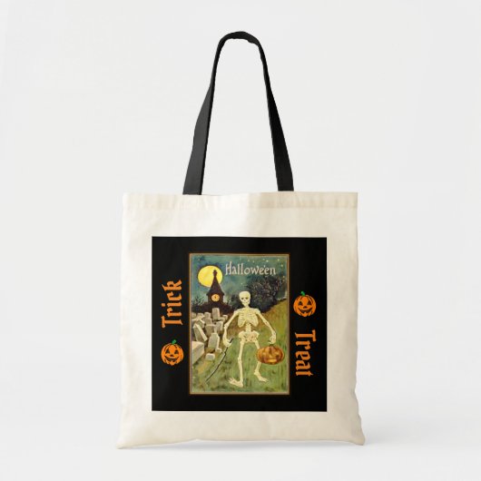 Skeleton in Graveyard Trick or treat Bag Tote Bag (Voorkant)