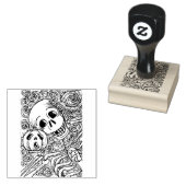 SKELETON & JACK O LANTERN, HALLOWEEN RUBBER STEMP 	RUBBERSTEMPEL (Gestempeld)