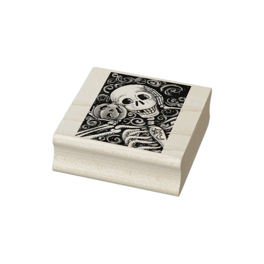 SKELETON & JACK O LANTERN, HALLOWEEN RUBBER STEMP 	RUBBERSTEMPEL (Stempel)