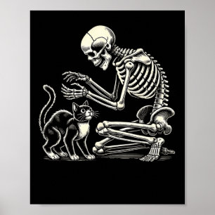 Skeleton kat kunst voor mannen vrouwen katachtige poster