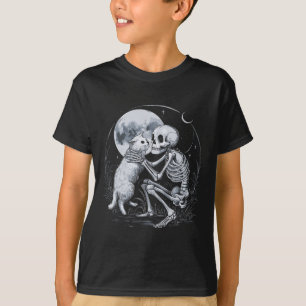 Skeleton Kat Schedel Kat Schattigee Gothic Hallowe T-shirt