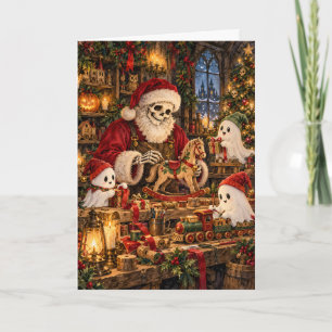 Skeleton Kerstman Workshop Spookelfen Creepmas Feestdagen Kaart