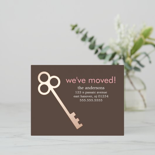 Skeleton Key Moving Announements Folie Uitnodiging Briefkaart (Staand Voorkant)