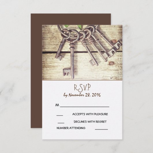 Skeleton Keys Mariage campagnard rustique carte RS (Devant / Derrière)