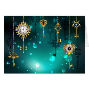 Skeleton Keys on Green Background