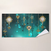 Skeleton Keys on Green Background (Serviette de bain)
