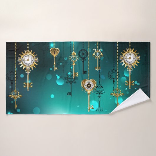 Skeleton Keys on Green Background (Serviette de bain)