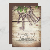 Skeleton Keys Rustic Engagement Party Invitations (Devant / Derrière)