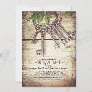 Skeleton Keys Rustic Rehearsdîner Invitations