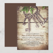 Skeleton Keys Rustieke Huwelijksuitnodigingen Kaart (Voorkant / Achterkant)