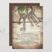 Skeleton Keys Rustique mariage invitations (Devant / Derrière)