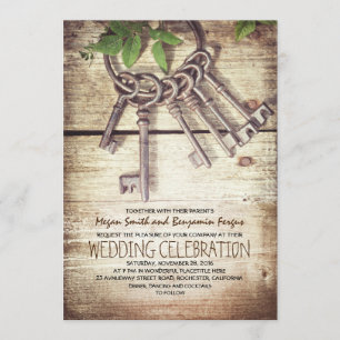 Skeleton Keys Rustique mariage invitations