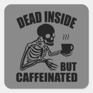 Skeleton koffie vierkante sticker