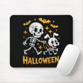 Skeleton Leads Dog Funny Skull Pet For Halloween C Muismat (Met muis)