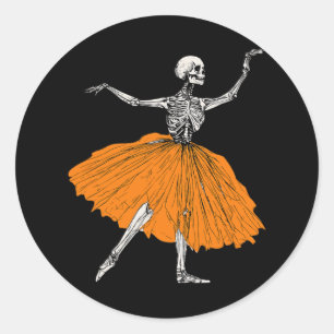 Skeleton Llerina Dance Tutu Spooky Llet Dancer Hal Ronde Sticker