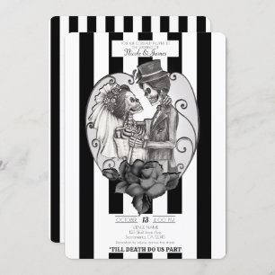 Skeleton Love Couple Marriage Dance Gothic Wedding Kaart