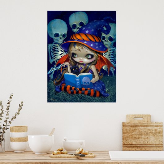 Skeleton Magic ART PRINT Halloween Witch Firy (Keuken)