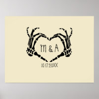 Skeleton Main Forme de coeur personnalisé Poster d