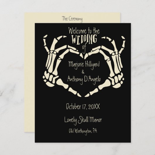 Skeleton Main Forme de coeur Programme de mariage (Devant / Derrière)