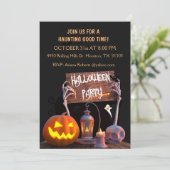 Skeleton Mains Noir Halloween Party Invitation (Debout devant)