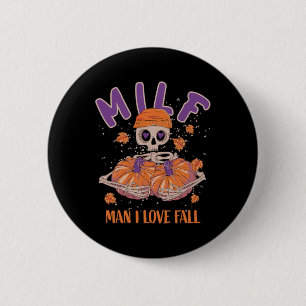 Skeleton Man Ik hou van Herfst Fun Skeleton Pumpki Ronde Button 5,7 Cm