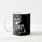 Skeleton Messy Bun Coffee Drinking Halloween Costu Koffiemok (Links)