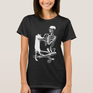 Skeleton met een Shirt van een kat Lazy Halloween