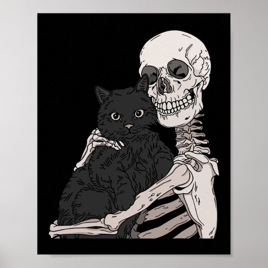 Skeleton met kat Lazy Halloween Costume Sku Poster (Voorkant)