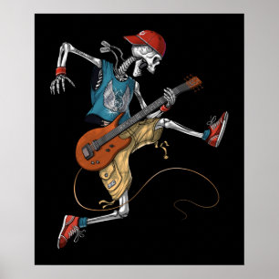 Skeleton Metal Guitarist Poster